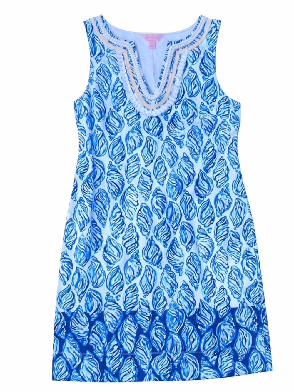 Lilly Pulitzer Harper Shift Conch Shell Pattern tropical blue Dress size S small